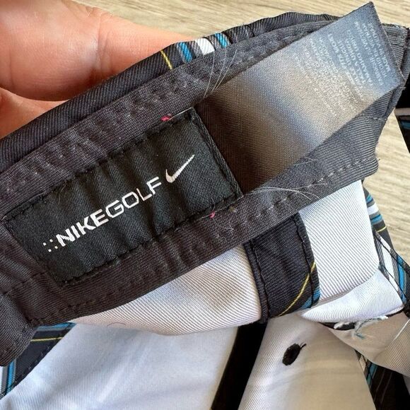 Nike Golf Hat Ball Cap Black & Blue Windowpane Plaid - Picture 7 of 9